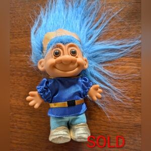 Vintage Russ Troll Doll Figure Prince Charming Blue Hair 5” Item No. 18559